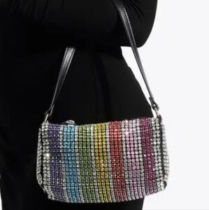 Kurt Geiger Rare Limited Edition Rainbow Crystal Shoulder Bag With Dustcover